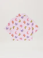 AOP Bananas Rose Pink Cropped Shirt-1