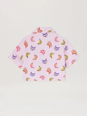 AOP Bananas Rose Pink Cropped Shirt-1