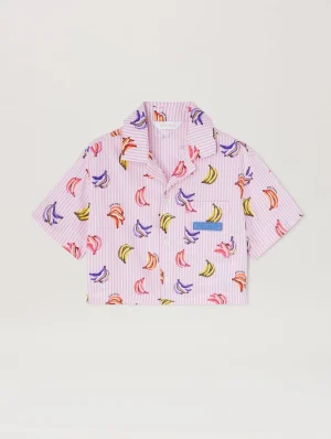 AOP Bananas Rose Pink Cropped Shirt