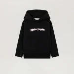 Blurred Pink Logo Black Hoodie