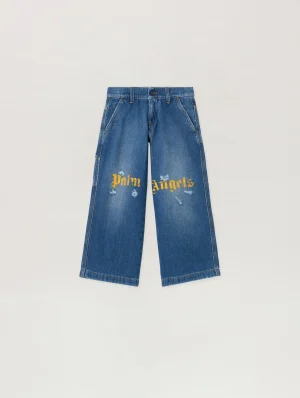 Brushed Logo Medium Blue Denim Pant