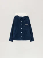 Corduroy Hooded Shirt Navy Blue Jacket