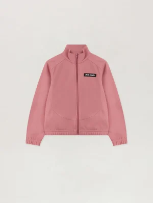Curved Logo Antique Rose Crop Track Jacket