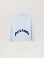 Curved Logo Light Blue Sweater-1
