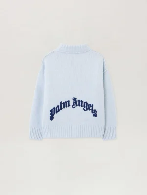 Curved Logo Light Blue Sweater-1
