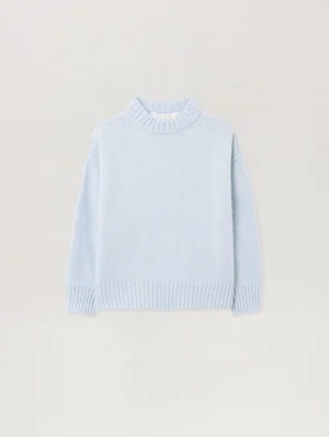 Curved Logo Light Blue Sweater