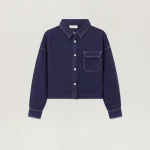 Curved Logo Navy Blue Flannel Shirt