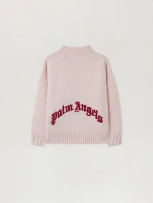 Curved Logo Rose Pink Sweater-1