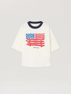 Flag Graphic Over Off-White T-Shirt