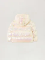 Iridescent Logo Pearl Rose Puffer Jacket-1