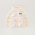 Iridescent Logo Pearl Rose Puffer Jacket