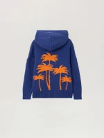 Knit Hoodie with Palm Tree Motif-1