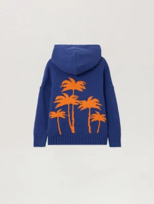 Knit Hoodie with Palm Tree Motif-1