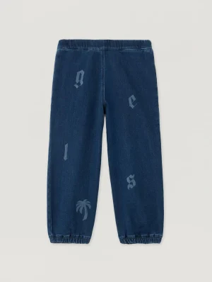 Letter Medium Blue Washed Sweatpant-1