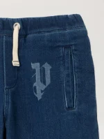 Letter Medium Blue Washed Sweatpant-2