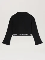 Logo Band Lurex Rib Black Top-1