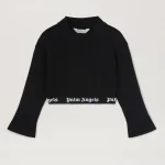 Logo Band Lurex Rib Black Top