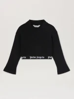 Logo Band Lurex Rib Black Top