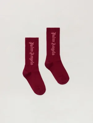 Logo Embroidered Brick High Socks