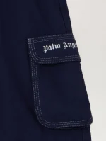 Logo Flannel Loose Navy Blue Cargo Pant-2