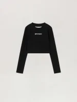 Logo Ribbed Long Sleeve Baby Black T-Shirt