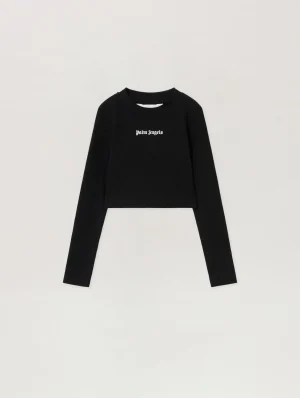 Logo Ribbed Long Sleeve Baby Black T-Shirt