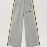 Lurex Wide Leg Silver Track Pant