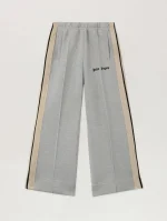 Lurex Wide Leg Silver Track Pant