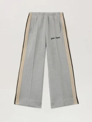 Lurex Wide Leg Silver Track Pant