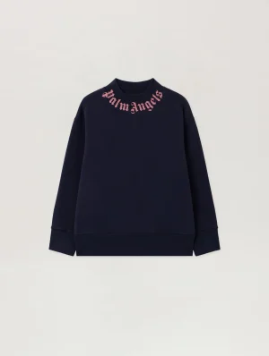 Neck Logo Navy Blue Sweatshirt