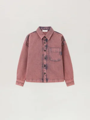 Overdye Denim Crop Shirt