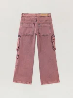 Overdye Wide-leg Antique Rose Blue Cargo Denim Pant-1