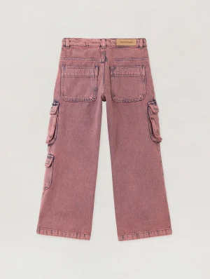 Overdye Wide-leg Antique Rose Blue Cargo Denim Pant-1