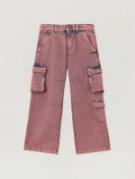 Overdye Wide-leg Antique Rose Blue Cargo Denim Pant