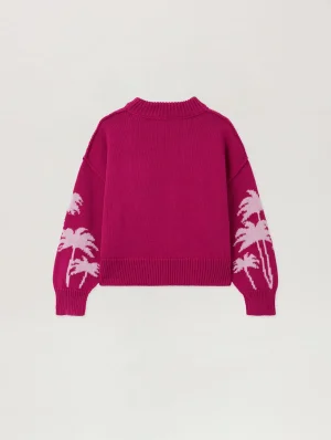 Palms Crop Fuchsia Sweater-1