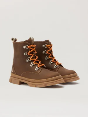 Track Lace-Up Ankle Brown Boots-1