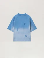 Washed Gradient Letters Light Blue T-Shirt-1