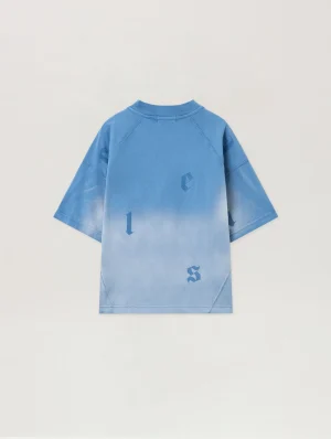 Washed Gradient Letters Light Blue T-Shirt-1