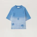 Washed Gradient Letters Light Blue T-Shirt