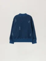Washed Lettering Medium Blue Sweatshirt-1