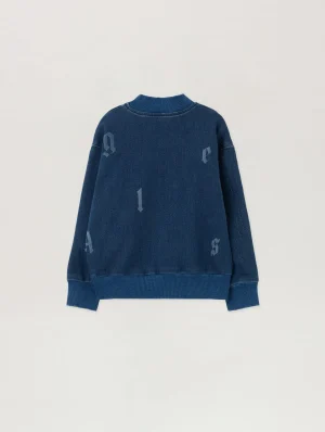 Washed Lettering Medium Blue Sweatshirt-1