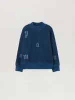 Washed Lettering Medium Blue Sweatshirt