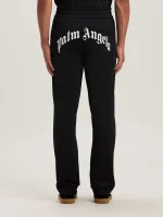 Back Curved Logo Black Track Pants - Image 4