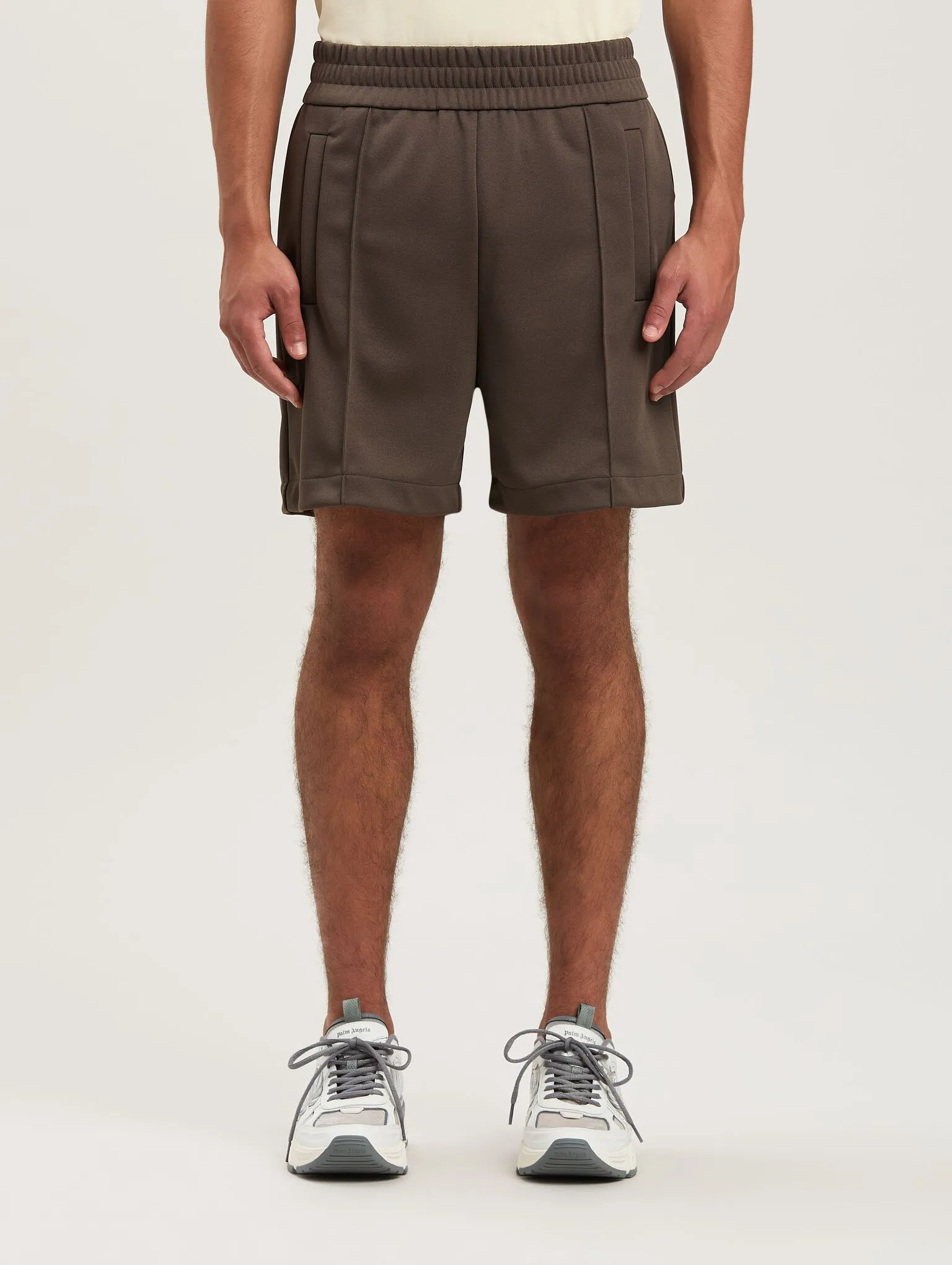 back-curved-logo-brown-track-shorts-1 back-curved-logo-brown-track-shorts-1