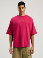 back-curved-logo-over-fuchsia-orange-t-shirt-1