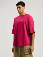 back-curved-logo-over-fuchsia-orange-t-shirt-2