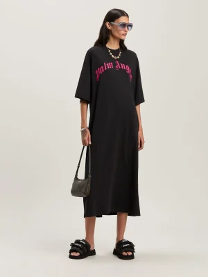 curved-logo-black-fuchsia-maxi-tee-dress-1
