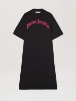 curved-logo-black-fuchsia-maxi-tee-dress