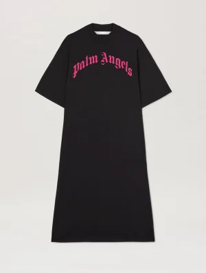 curved-logo-black-fuchsia-maxi-tee-dress