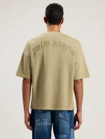 curved-logo-loose-collar-army-green-t-shirt-3